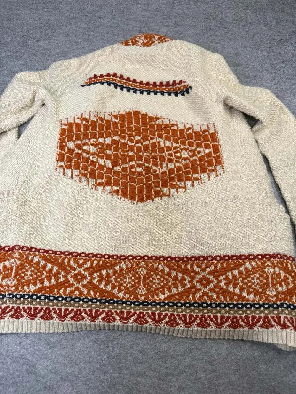 Lucky Brand Aztec Sweater Cardigan Size XS Open Front Nordic Boho Knit